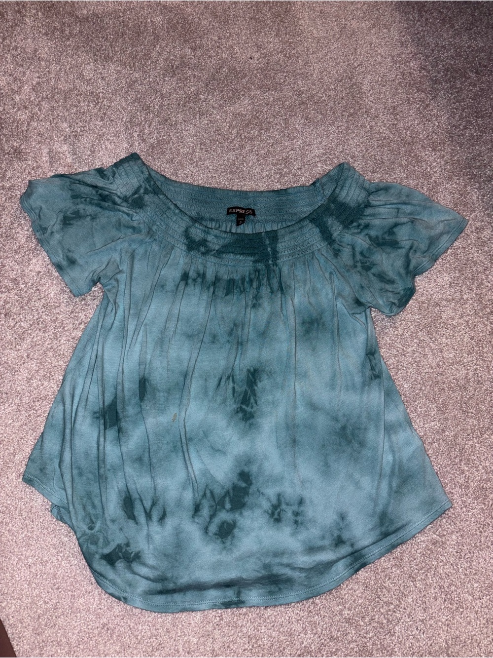Express Tie-Dye Short Sleeve Top in Blue Like New